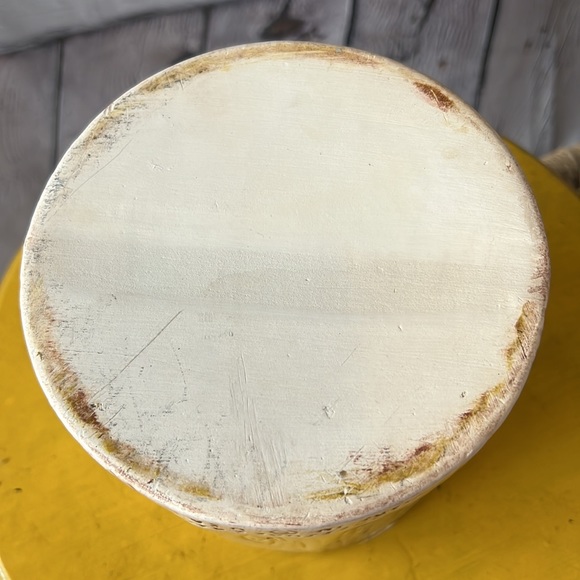 Treasure craft flour floral canister retro vintage 60s 70s BoHo bohemian wood - Picture 7 of 10